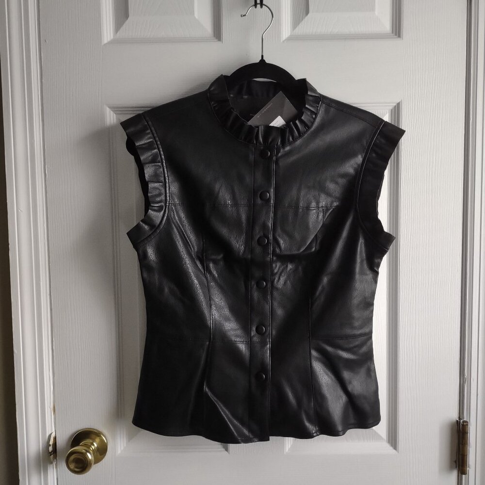 Marc New York - faux leather vest - moto feminine layering - NWT - size XS